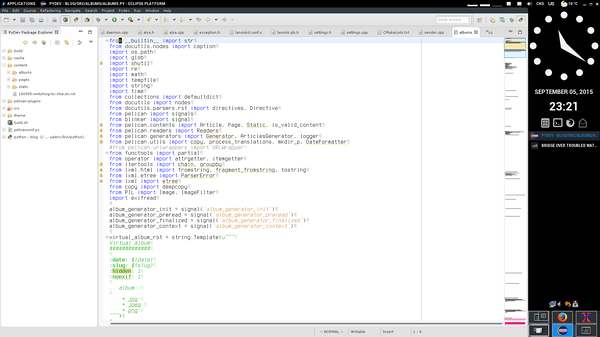 maximized and undecorated window of Eclipse with almost normally sized tabs